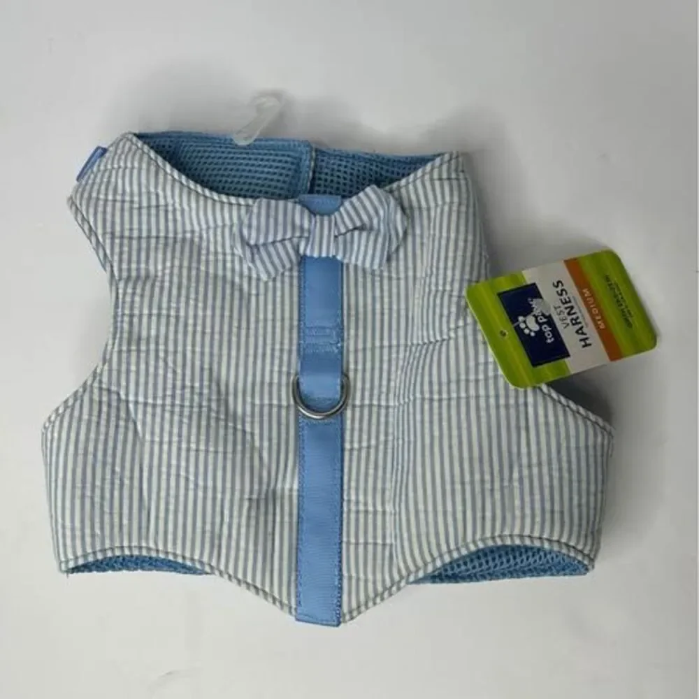 New Top Paw Blue Stripe Vest Harness Medium